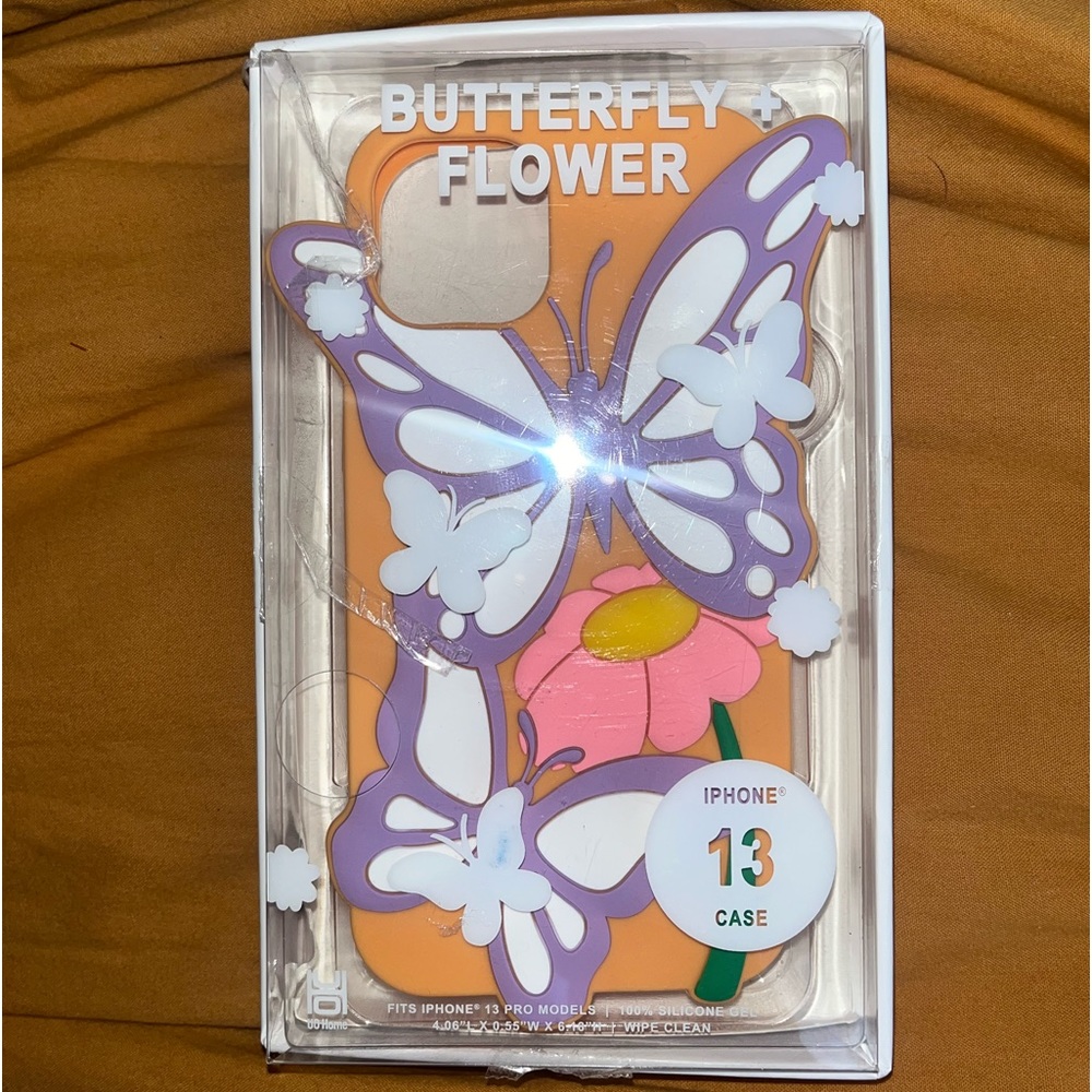 Urban Outfitters Orange Butterfly Flower IPhone 13 case NIB NEW
